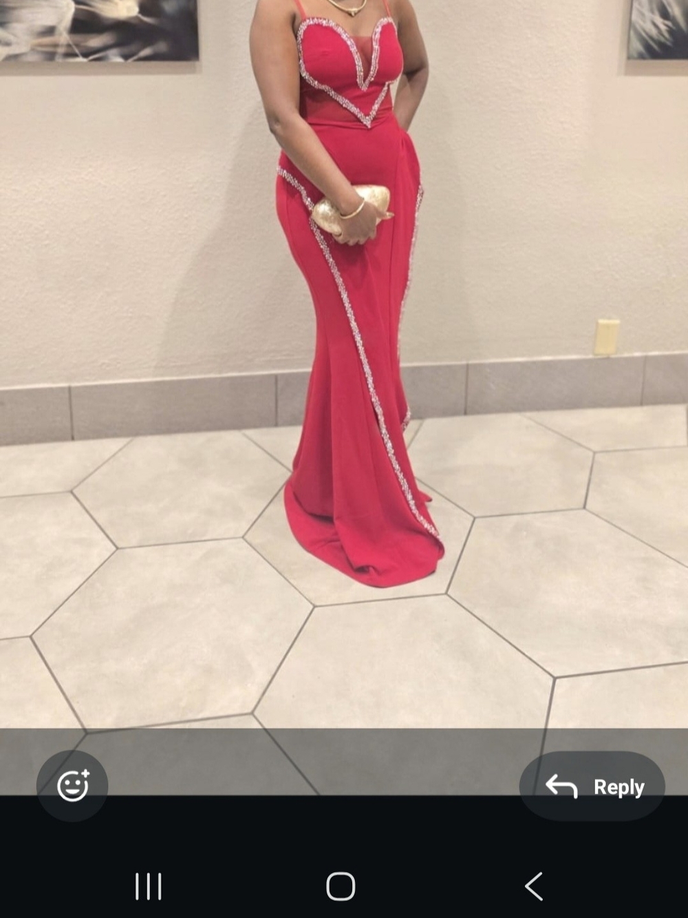 Elegant Red Strapless Evening Gown with Beaded Trim